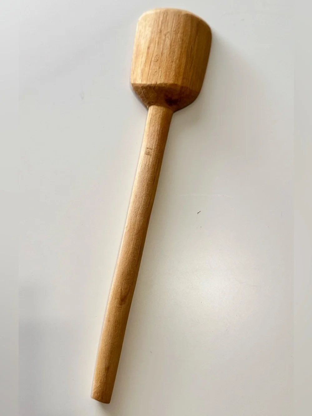 VINTAGE Solid Wood Old Handmade Heavy Wooden Long-Handled Spoon